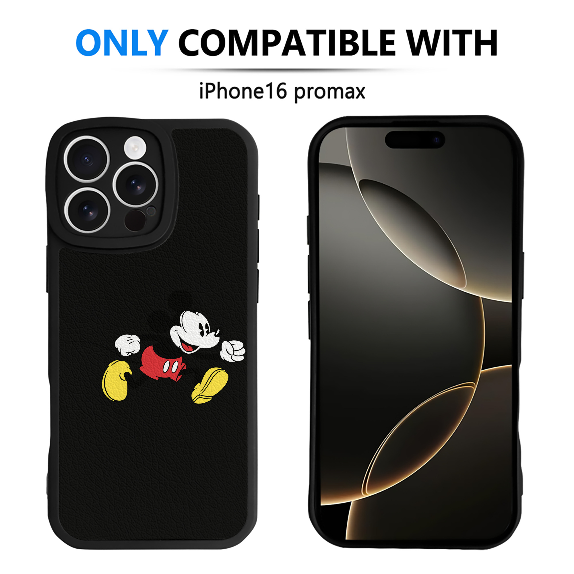 （画像用） ミッキーマウス Mickey Mouse 【iPhone 16シリーズ対応】シリコンスマホケース（レザー調） 材質：シリコン
